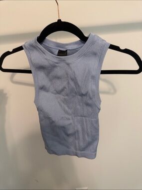 Express Light Blue Ribbed Tank